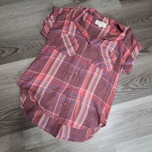 Cloth & Stone Burgundy Plaid Shirt M